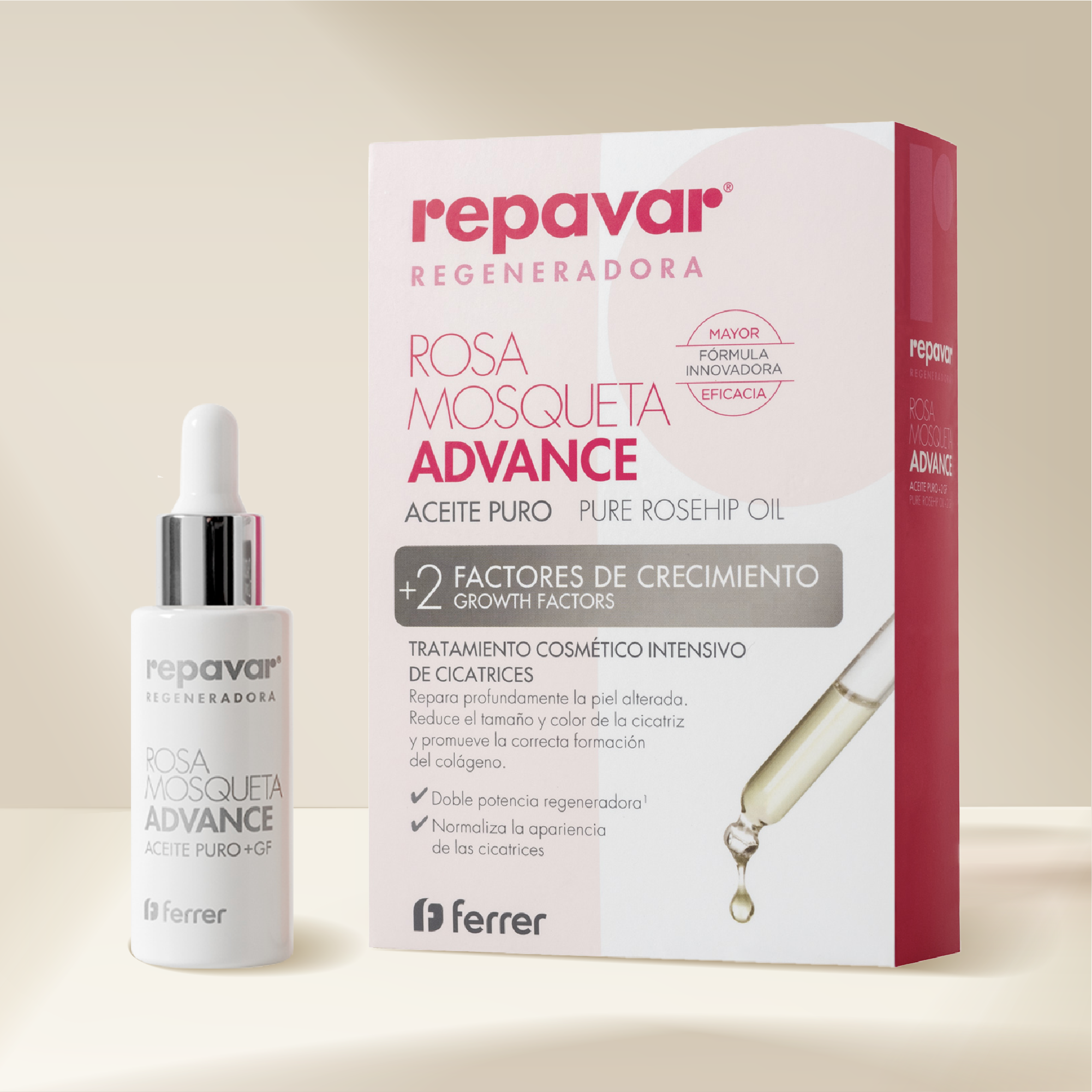 Regeneradora Aceite Puro de Rosa Mosqueta Advance - doble acción regeneradora de cicatrices
