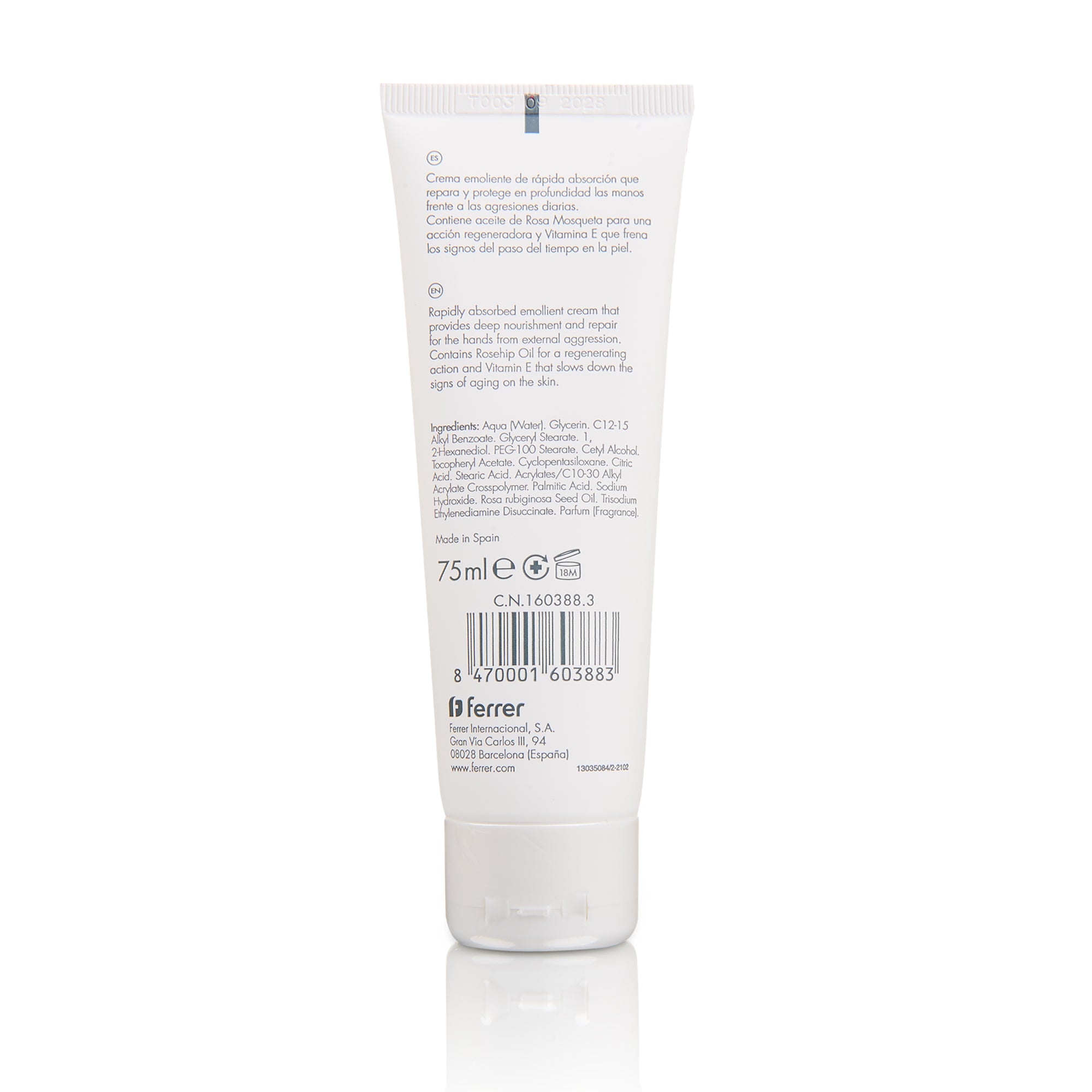 Regeneradora Crema de Manos con Rosa Mosqueta y Vitamina E - Retrasa signos de edad