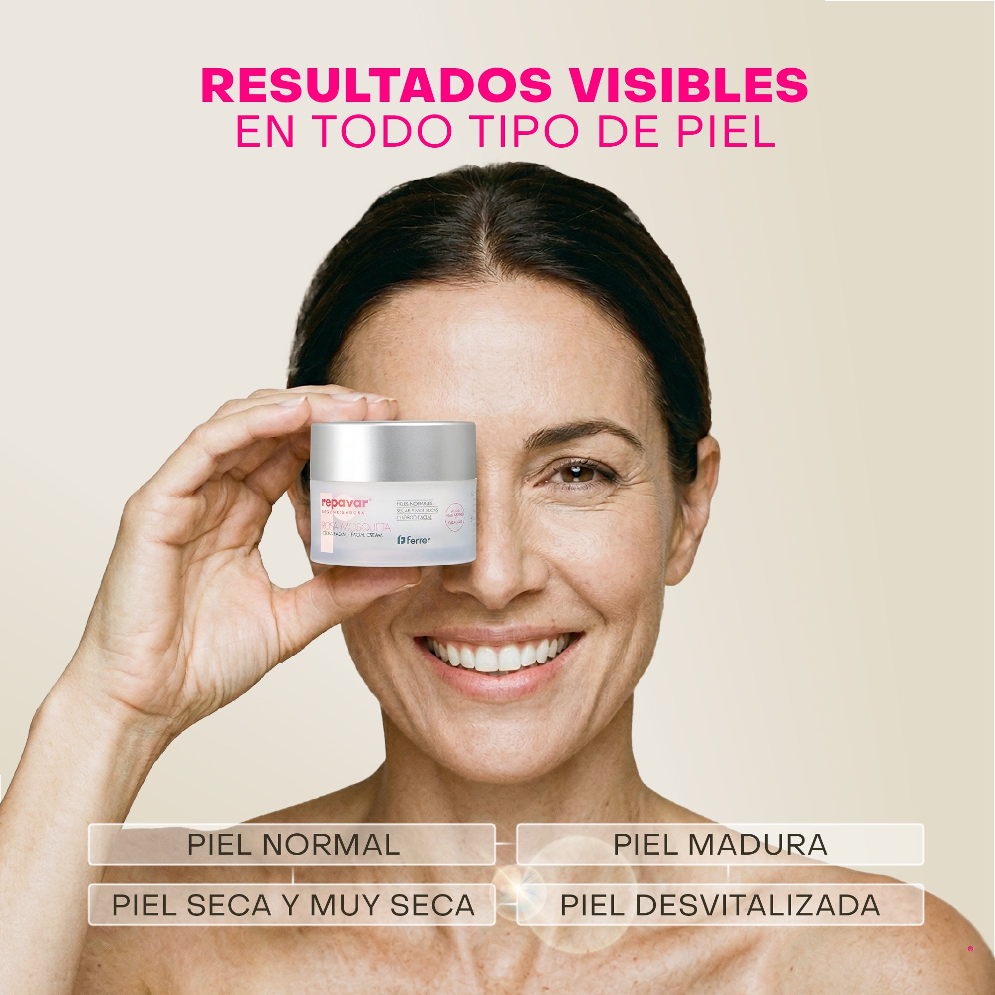 Regeneradora Crema Facial Antiedad con Rosa Mosqueta - proporciona Hidratación y Firmeza