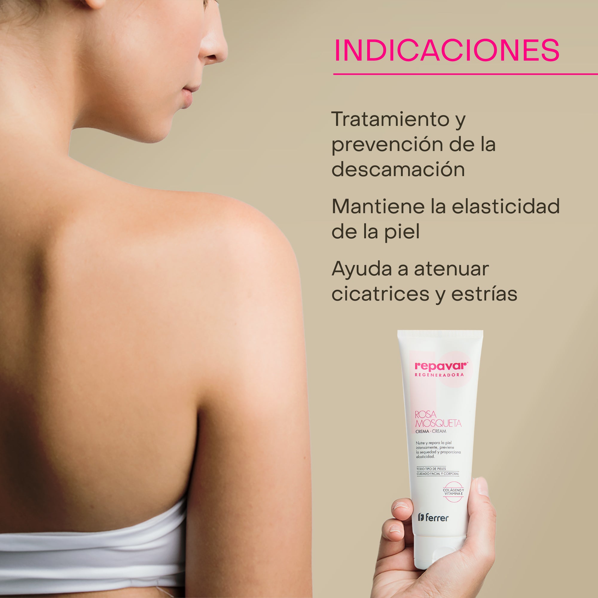 Regeneradora Crema con Rosa Mosqueta, colágeno y vitamina E. Nutre, repara y da elasticidad