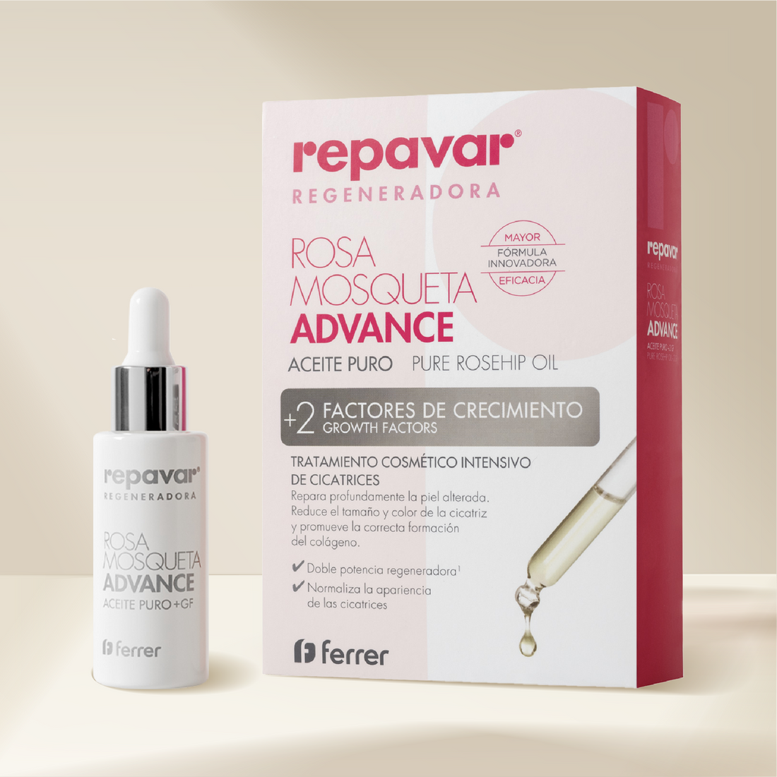 Regeneradora Aceite Puro de Rosa Mosqueta Advance - doble acción regeneradora de cicatrices