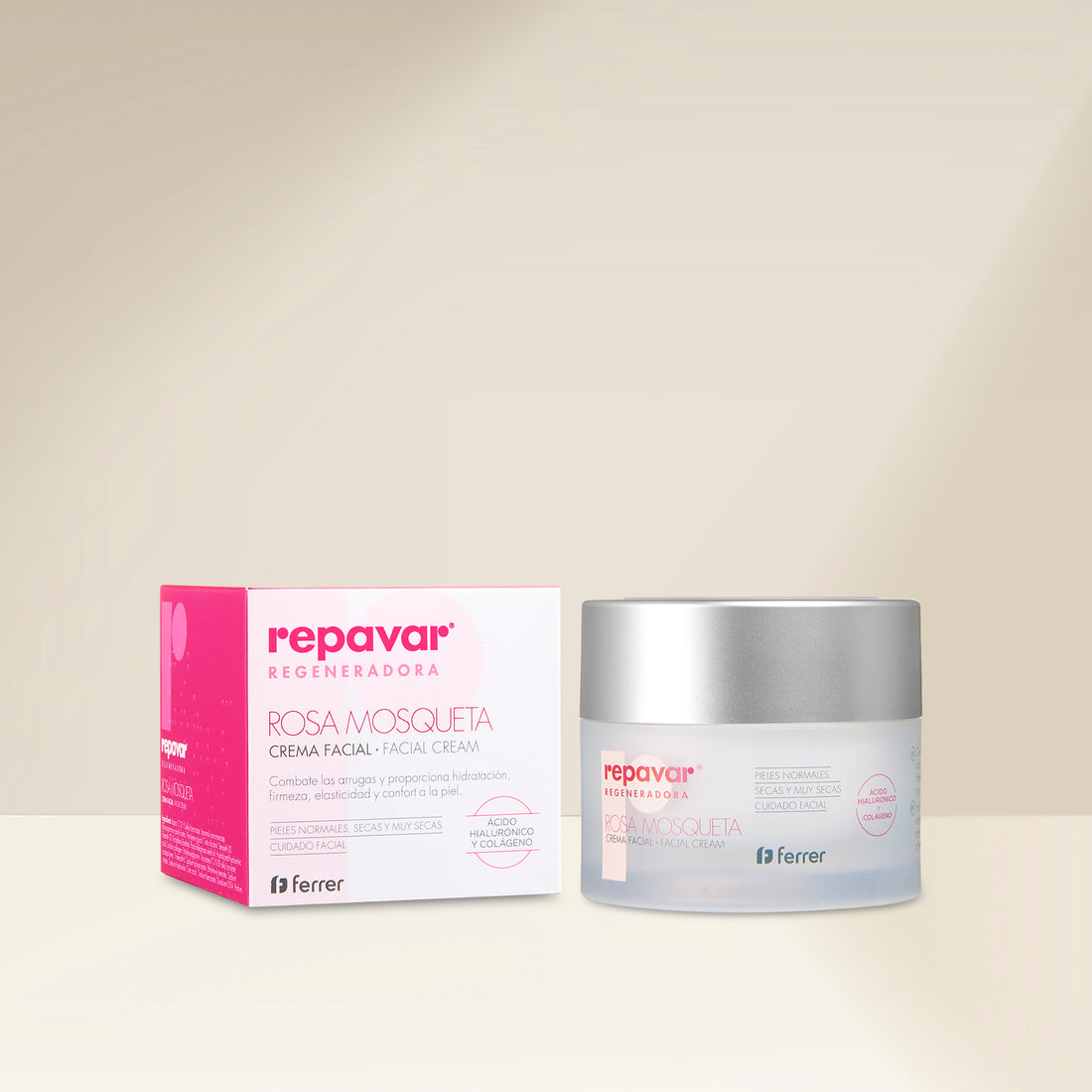 Regeneradora Crema Facial Antiedad con Rosa Mosqueta - proporciona Hidratación y Firmeza