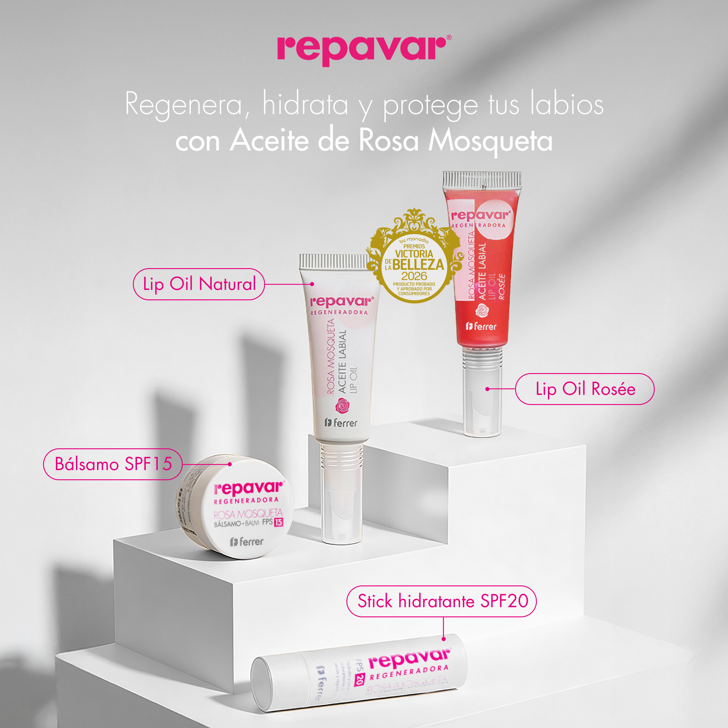 Regeneradora Lip Oil Aceite Labial con Rosa Mosqueta tono natural - Nutre y Regenera, efecto gloss