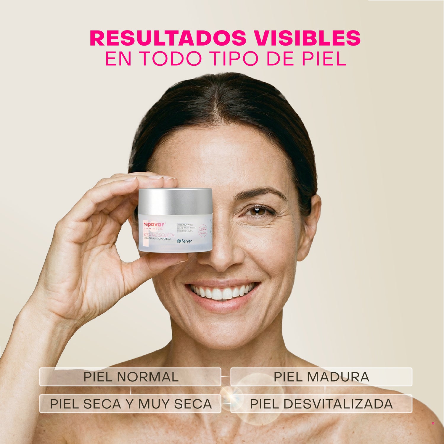 Regeneradora Crema Facial Antiedad con Rosa Mosqueta - proporciona Hidratación y Firmeza